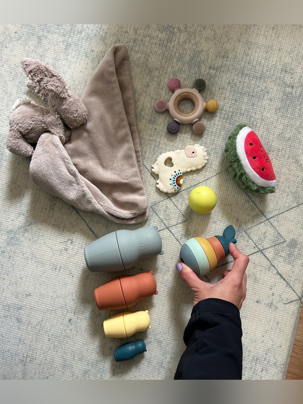 Jellycat Multicolor Stacking Whale Toy with Soft Pastel Rings